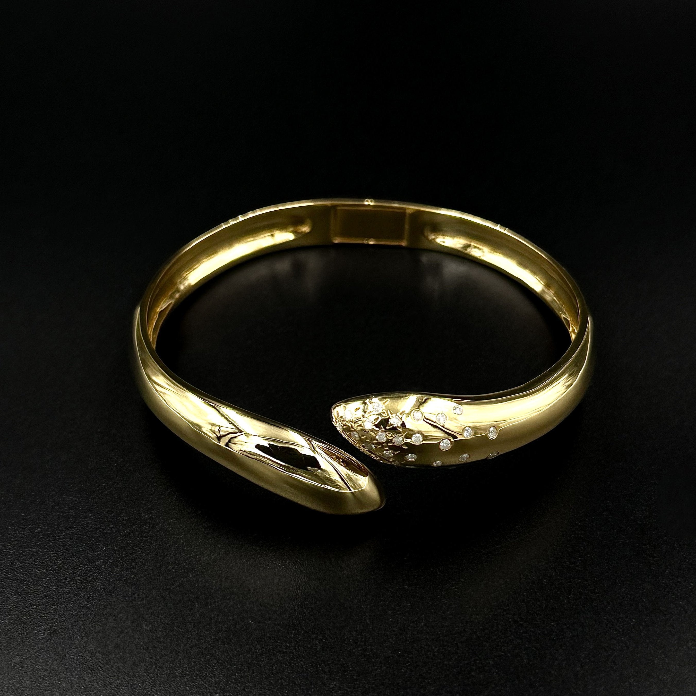 Claw Bangle with Sprinkled Diamonds, Sterling Silver