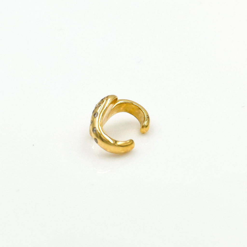 Claw Earcuff with Sprinkled Diamonds, Gold