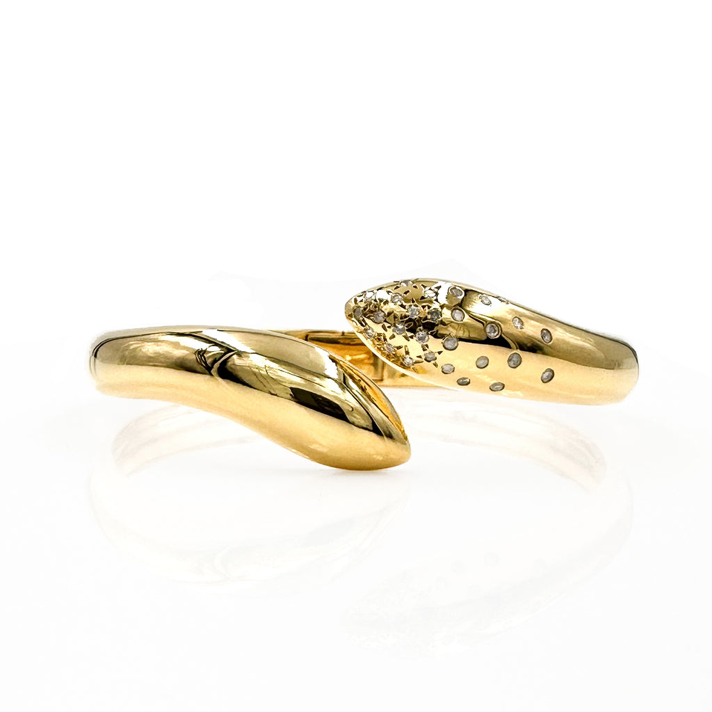 Claw Bangle with Sprinkled Diamonds, Gold