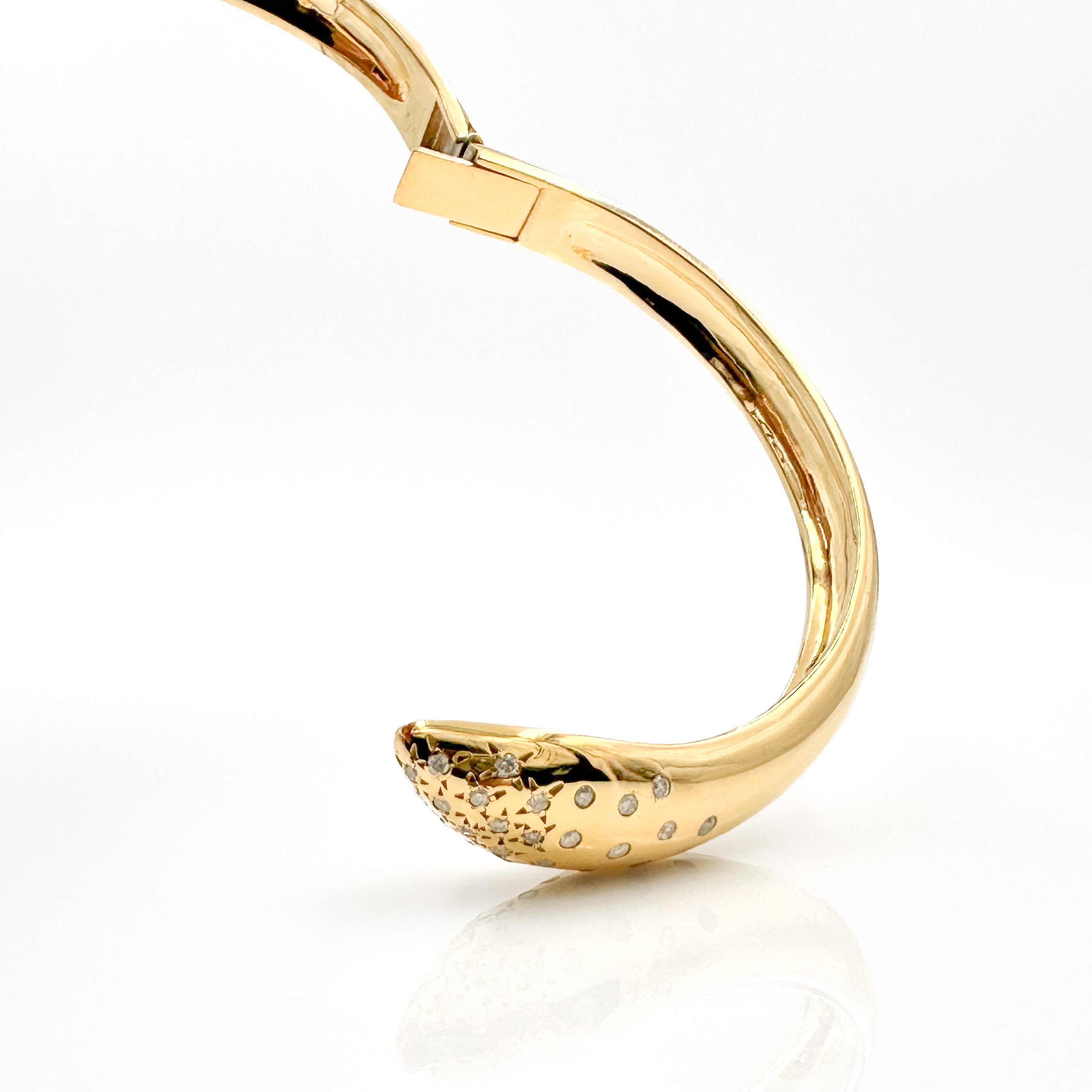 Claw Bangle with Sprinkled Diamonds, Sterling Silver