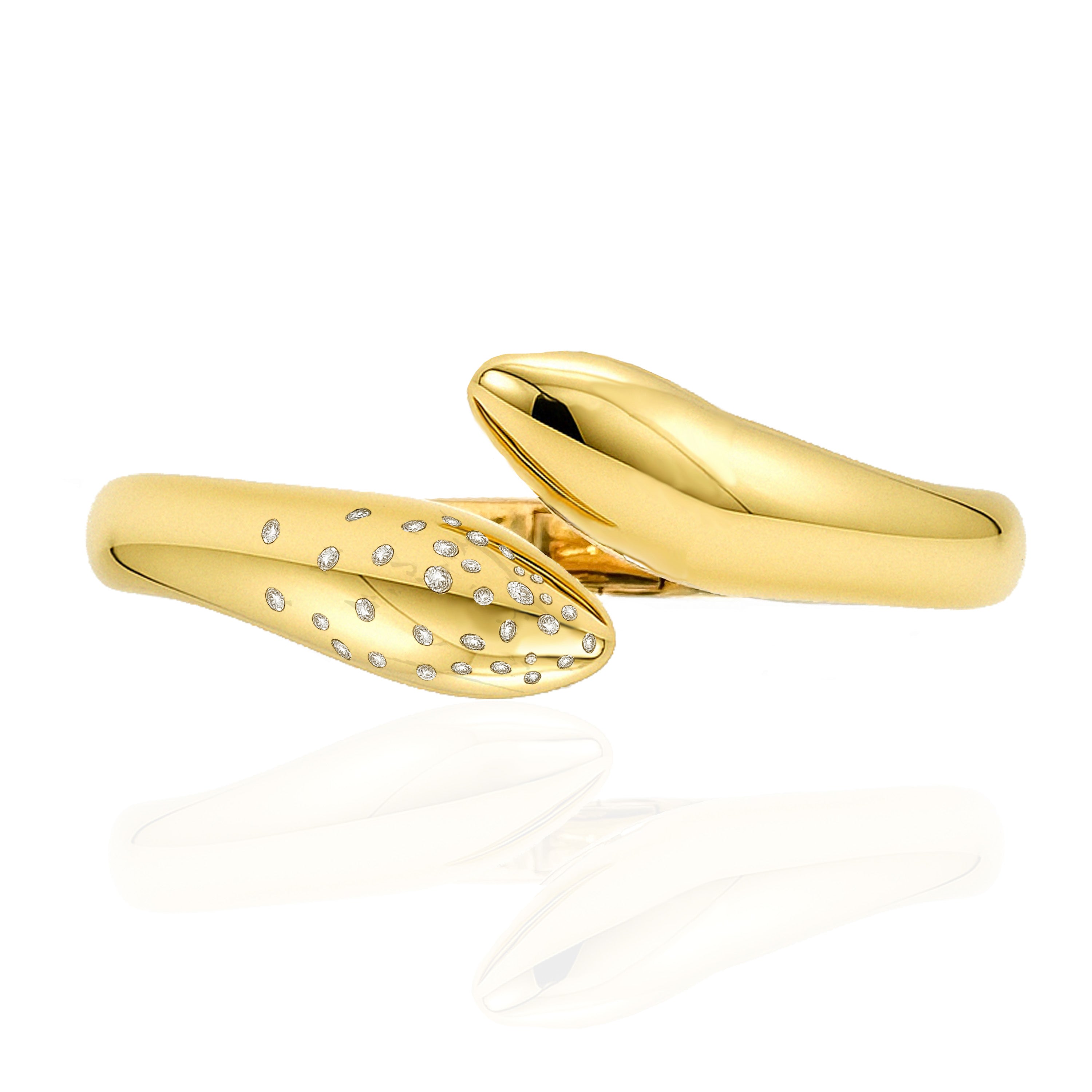 Claw Bangle with Sprinkled Diamonds, Sterling Silver