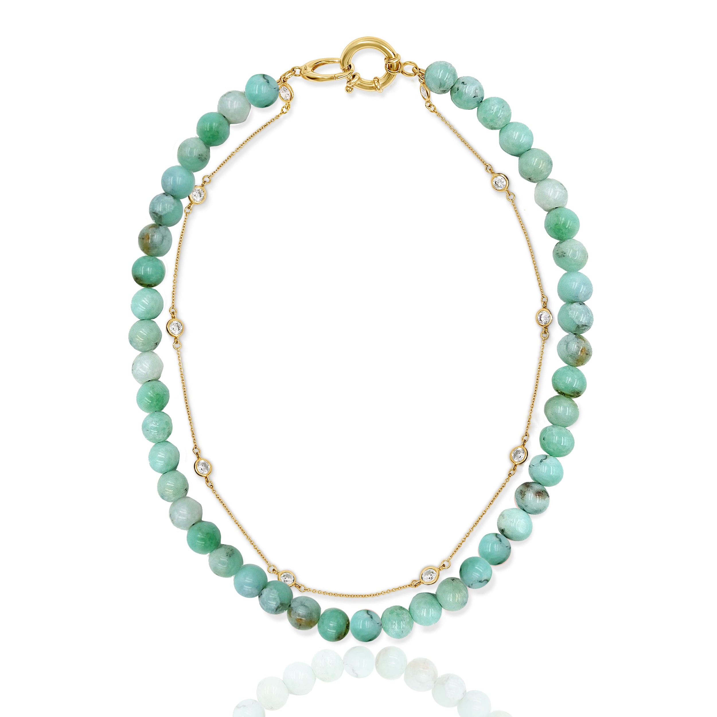 LADY Chrysoprase Beaded Wht Topaz Choker