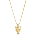 Lioness Charm with Diamond Eyes Necklace, Sterling Silver