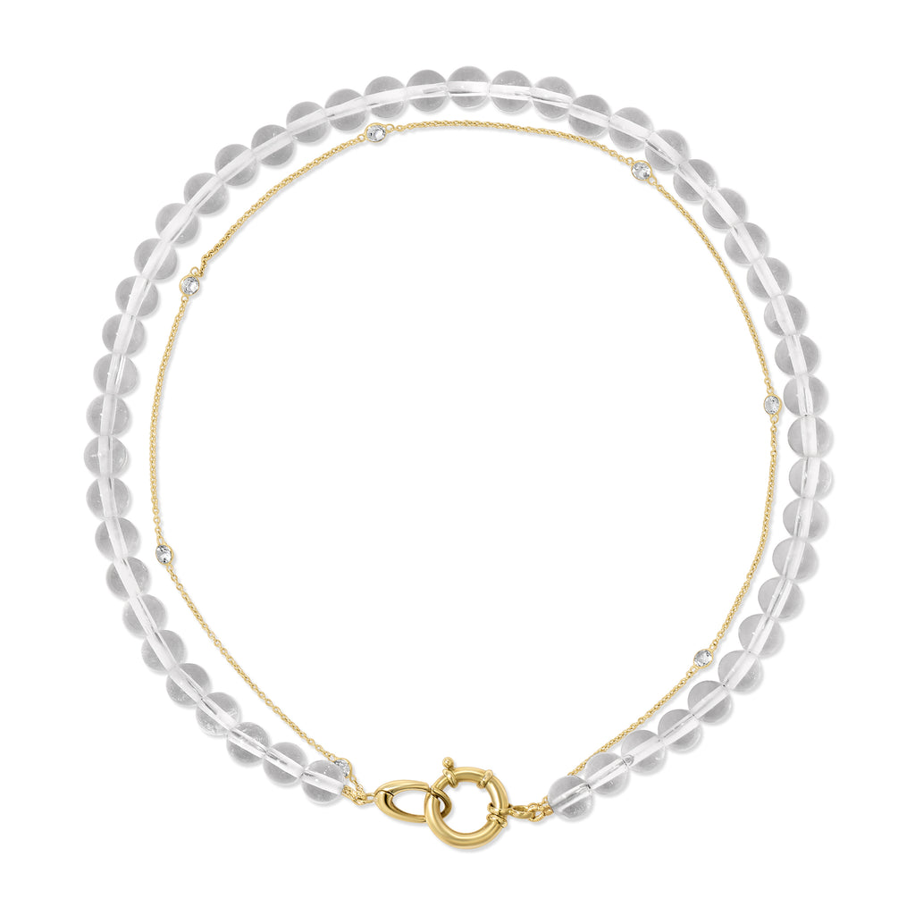 Clear Quartz Beaded Wht Topaz Choker