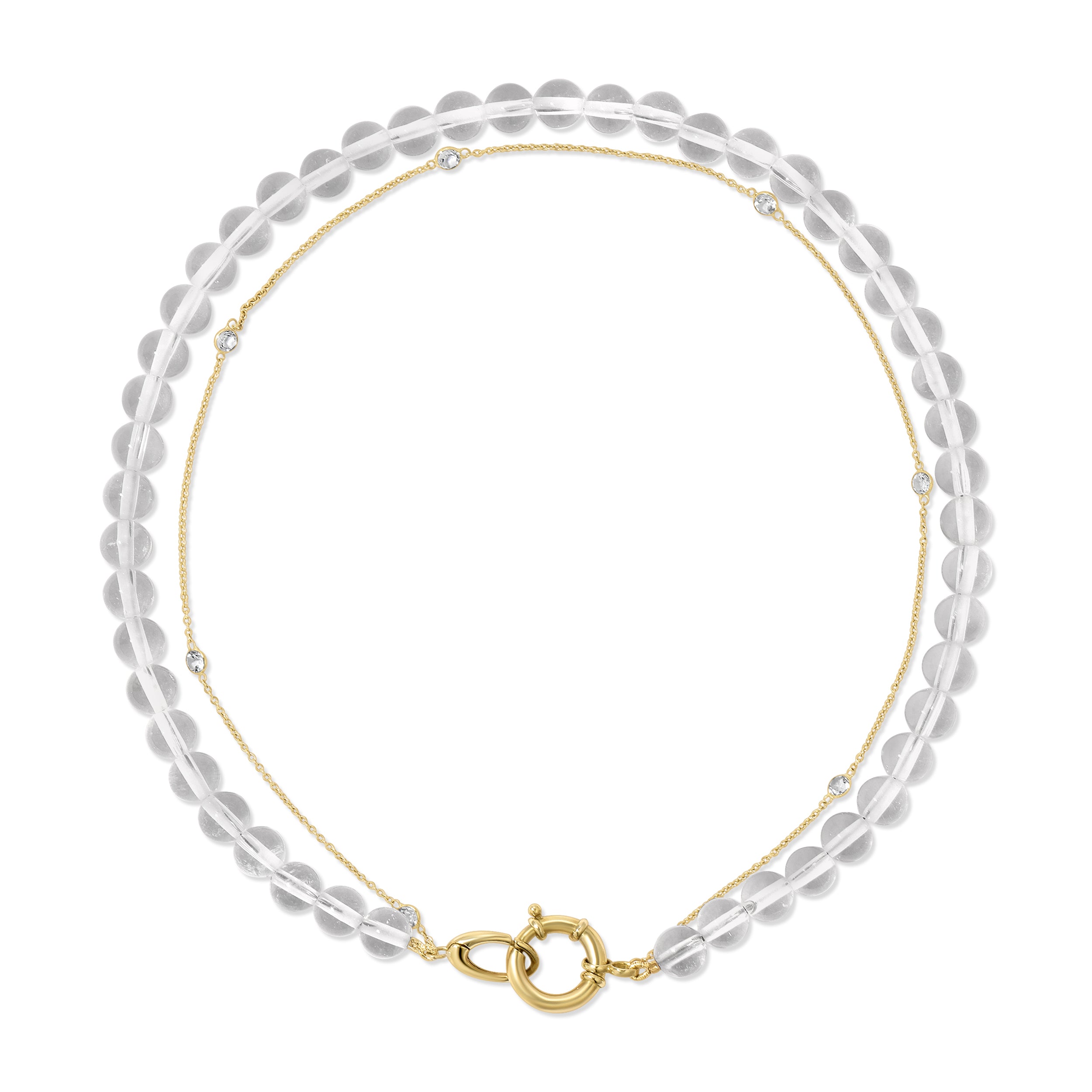 Clear Quartz Beaded Wht Topaz Choker
