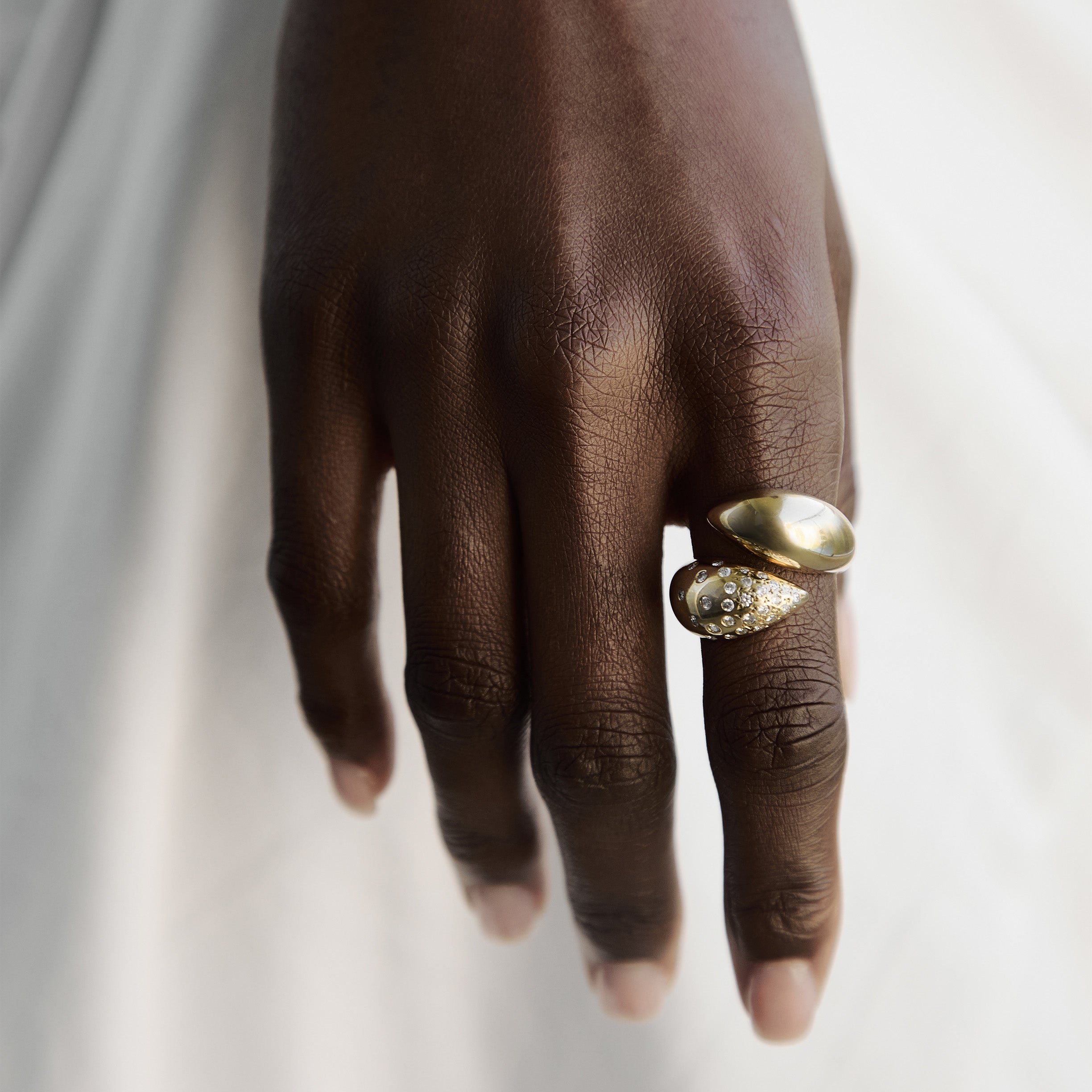 Claw Ring with Sprinkled Diamonds, Sterling Silver