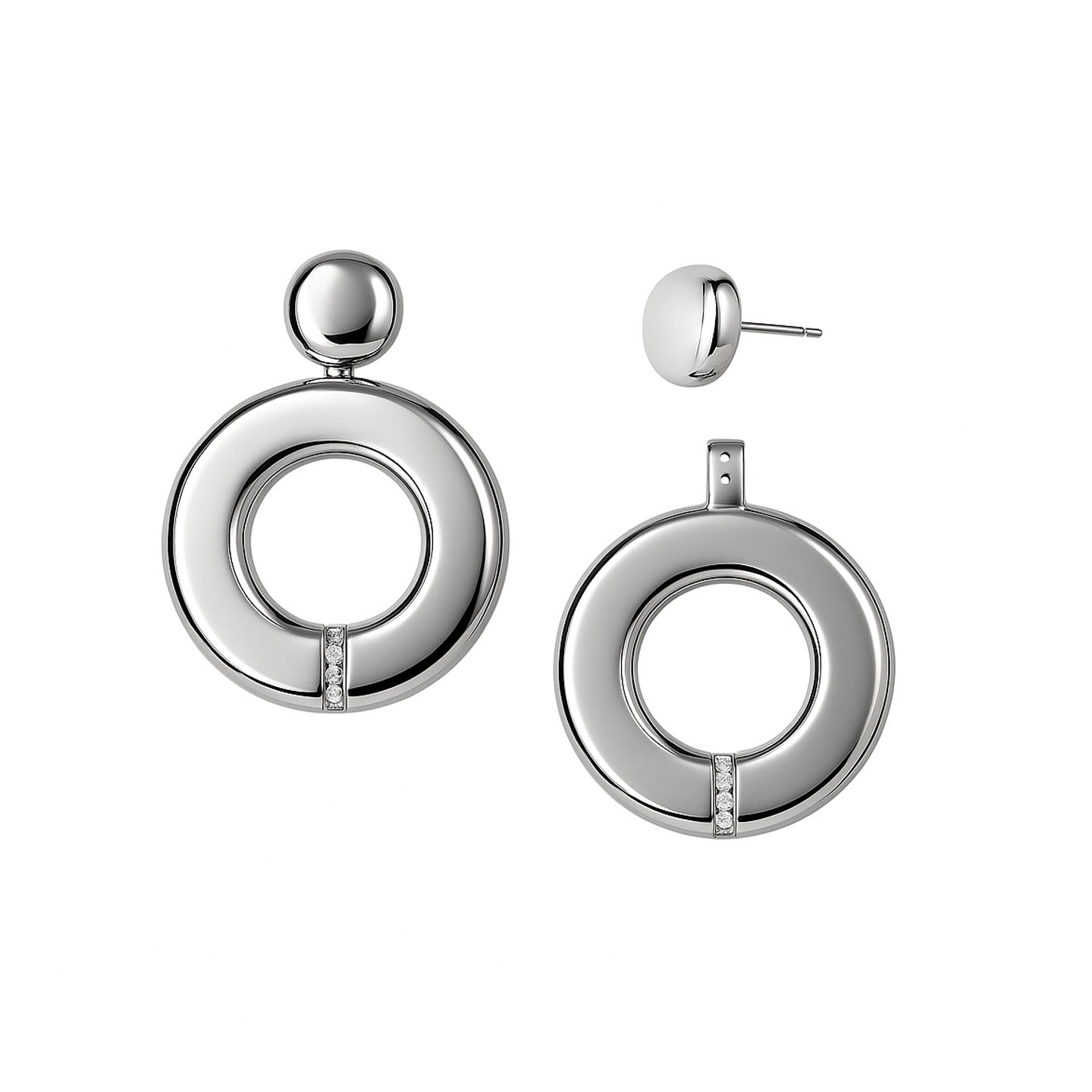 Diamond Life Hoops, Sterling Silver