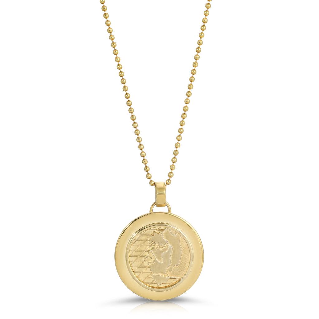 Large Lioness Coin Necklace, Sterling Silver
