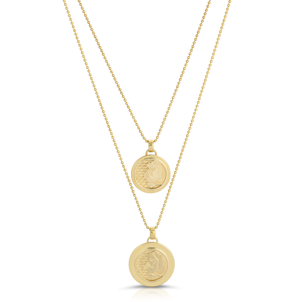 Medium Lioness Coin Necklace, Gold