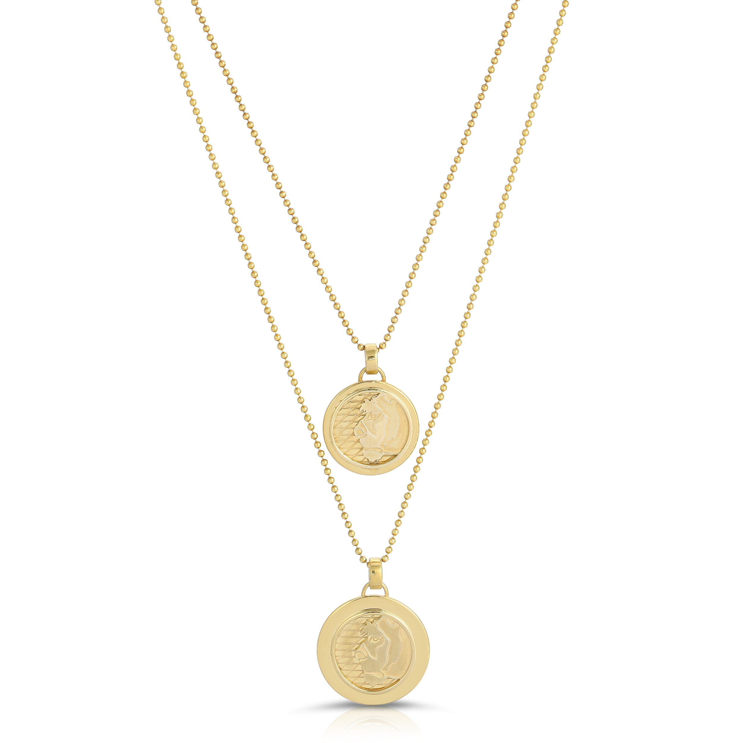 Medium Lioness Coin Necklace, Gold