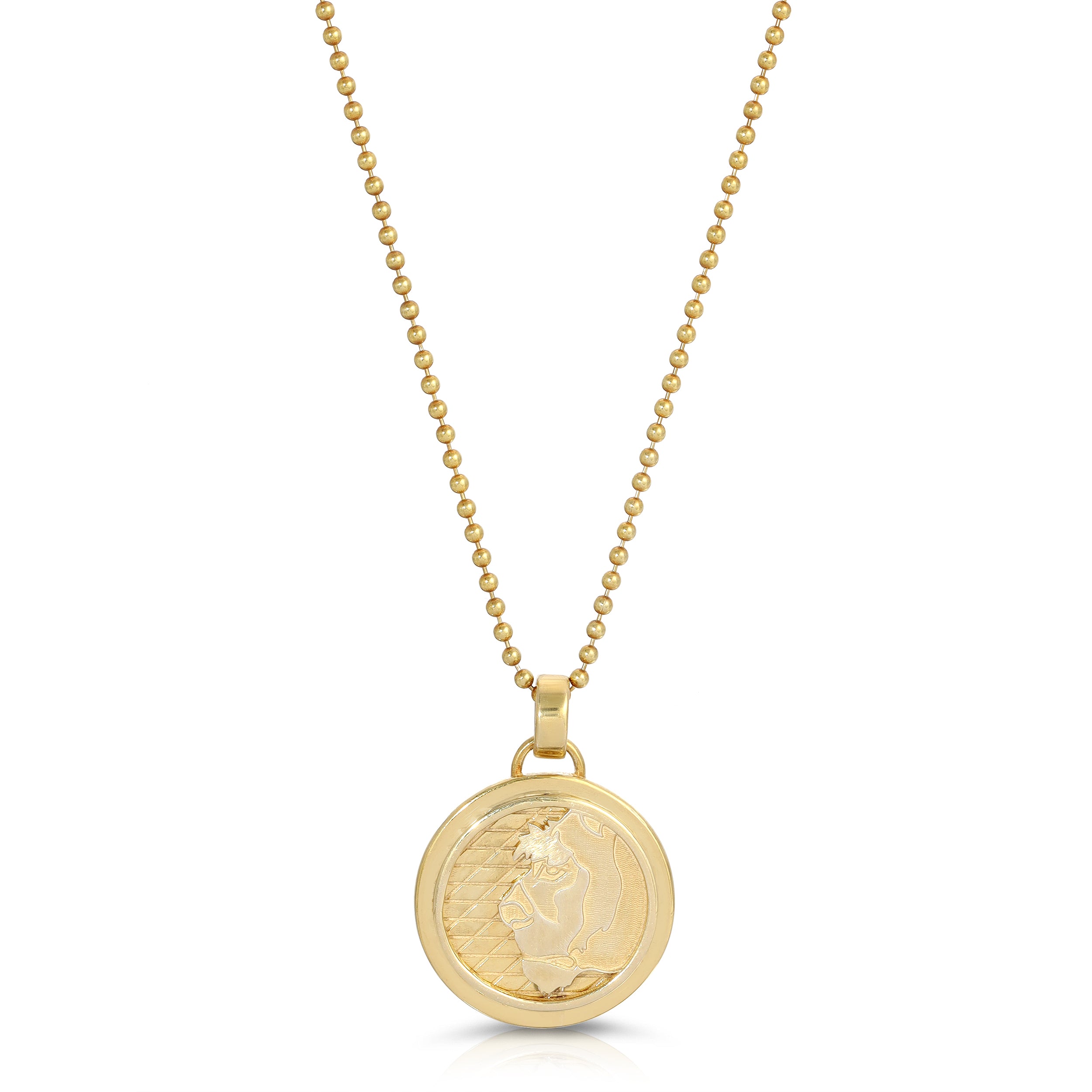 Medium Lioness Coin Necklace, Gold