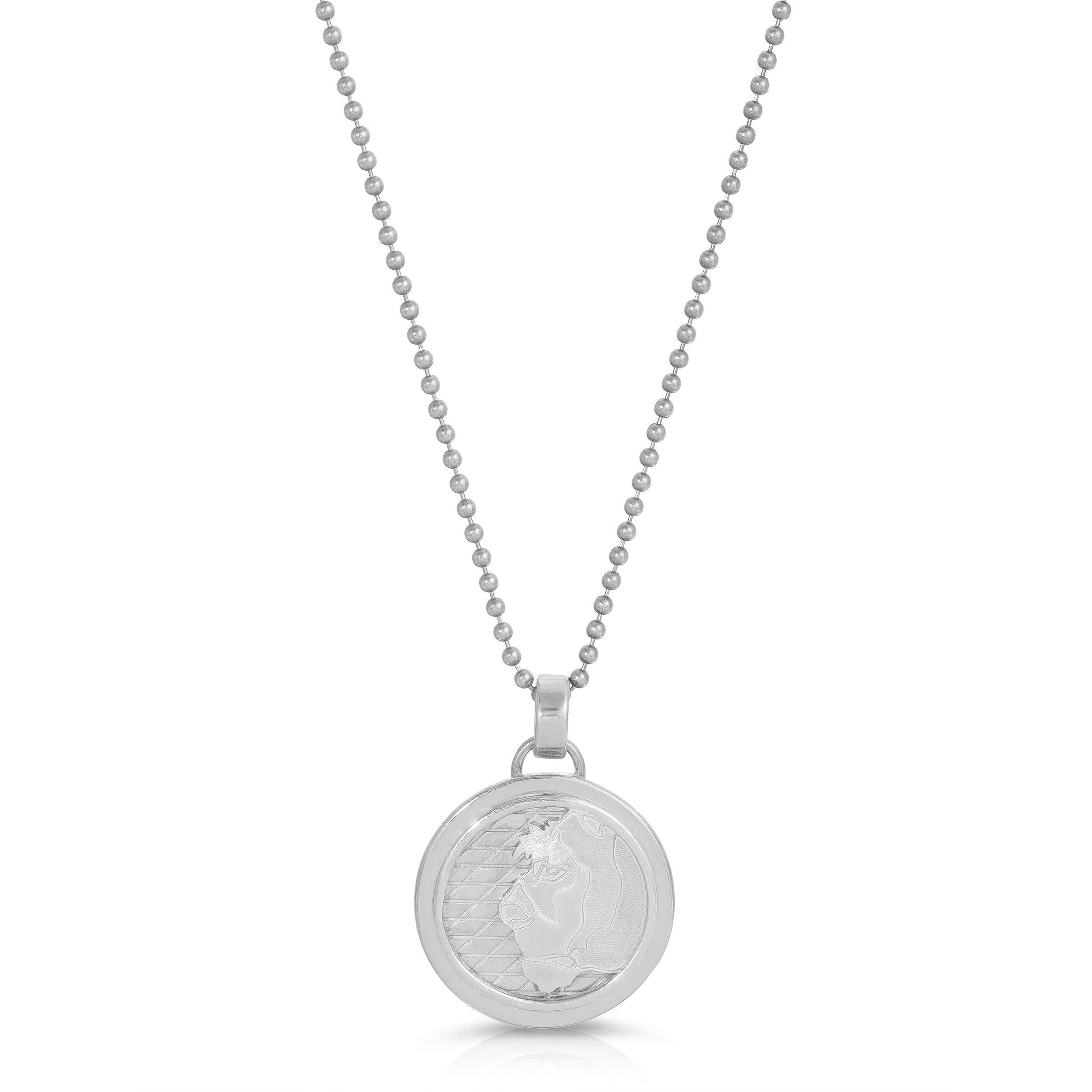 Medium Lioness Coin Necklace, Sterling Silver